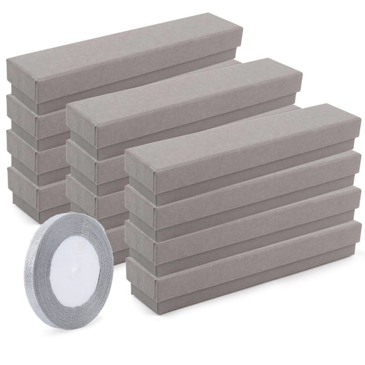 Rocutus Jewelry Gift Boxes Necklace Earring Ring Box Gift Box,12 Pack Jewelry Gift Boxes Necklace Gift Boxes Cotton Filled Cardboard Paper Box Gift Cases for Wedding, Engagement (Grey)