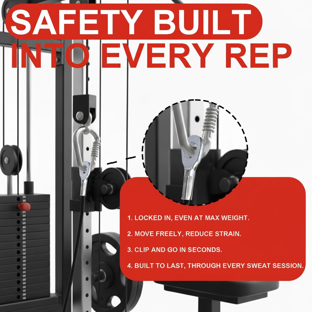 J Bryant Fitness Pulley Cable Replacement - 5mm(0.2inch) Heavy Duty Steel Wire Rope for Home Gym & Cable Machine Accessories Black/Red Cable for Weight Machine (Black, 219")"