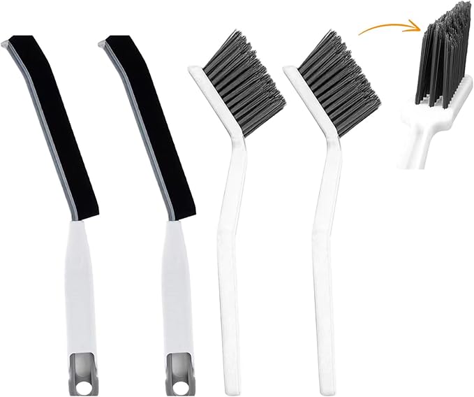 Crevice Brushes for Cleaning, Gap Cleaning Brush with Long Stiff V-Shaped Bristles Household Use for Bathroom/Tiles/Kitchenï¼4pcsï¼