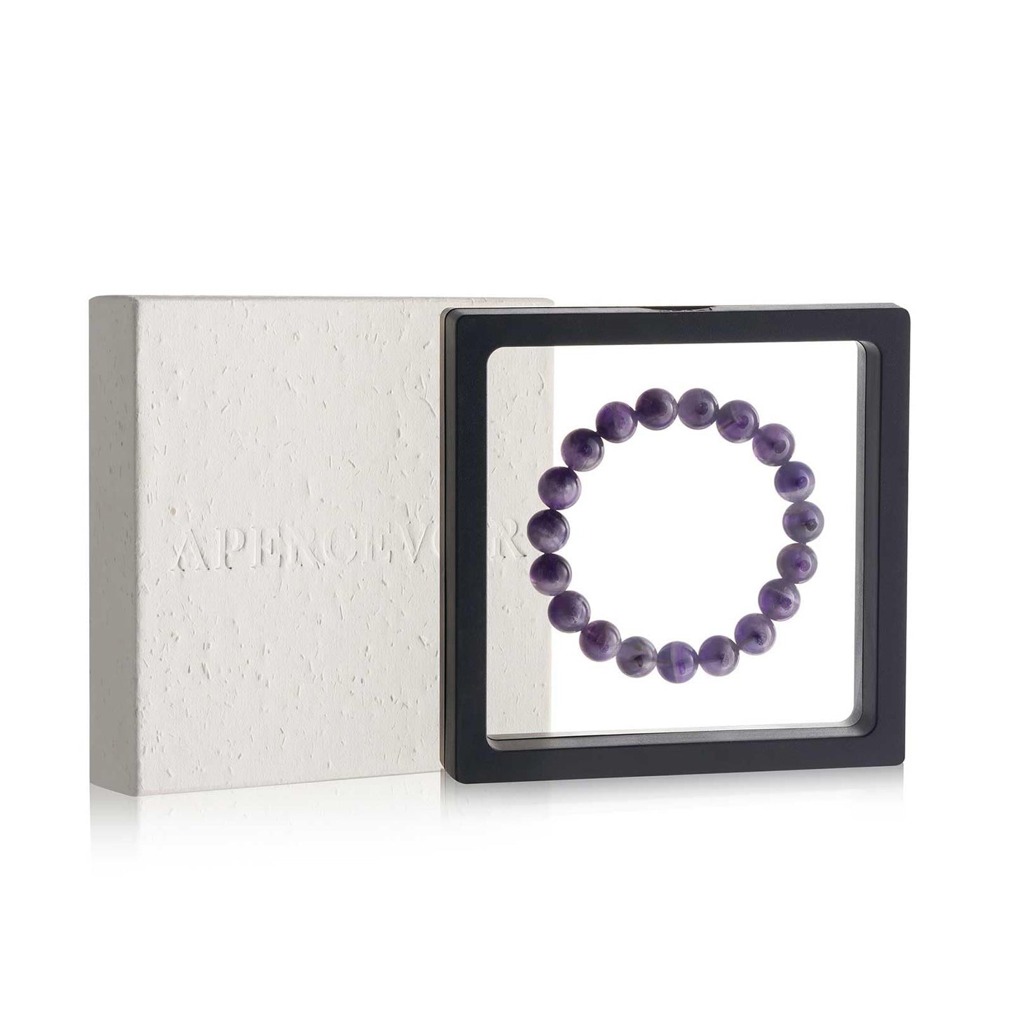 APERCEVOIR Natural Amethyst Bracelet for Women, Men - Handmade 10mm Dream Crystal Beads, Healing & Calming Energy Gemstone Jewelry, Elegant Gift for Birthday, Anniversary, or Meditation