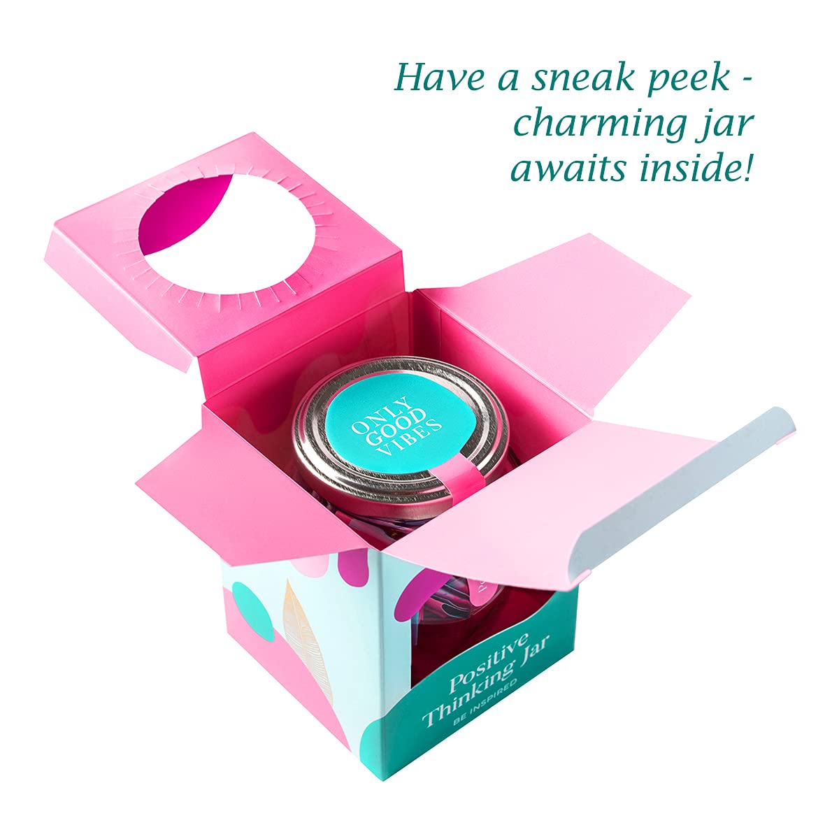 Only Good Vibes Positive Affirmation Jar - Read Me When Jar with Inspirational Cards for Women, Men & Teens - Words of Affirmation Gifts, Kind Notes for Daily Motivation