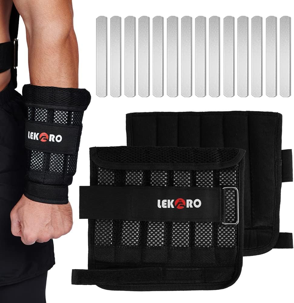 Wrist Ankle Weights with Removable Steel Bars, 1 Pair Adjustable Arm Leg Weights for Men and Women, No Leakage Design, Weighted Wrist Bands for Walking Jogging Yoga Pilates
