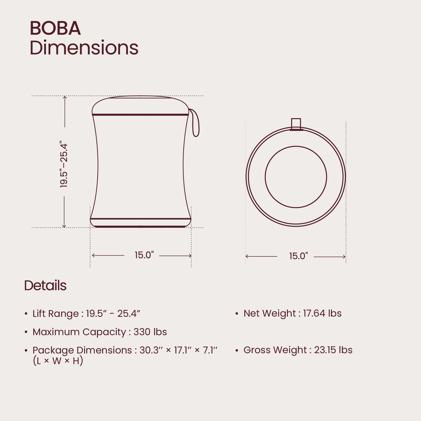 TopJob Boba Chair Stylish Active Wobble Stool, ADHD Chair, Improves Posture and Focus, Ergonomic with Height Adjustable Stool for Adults Children for Home Office, Study Room (Urban Fog)