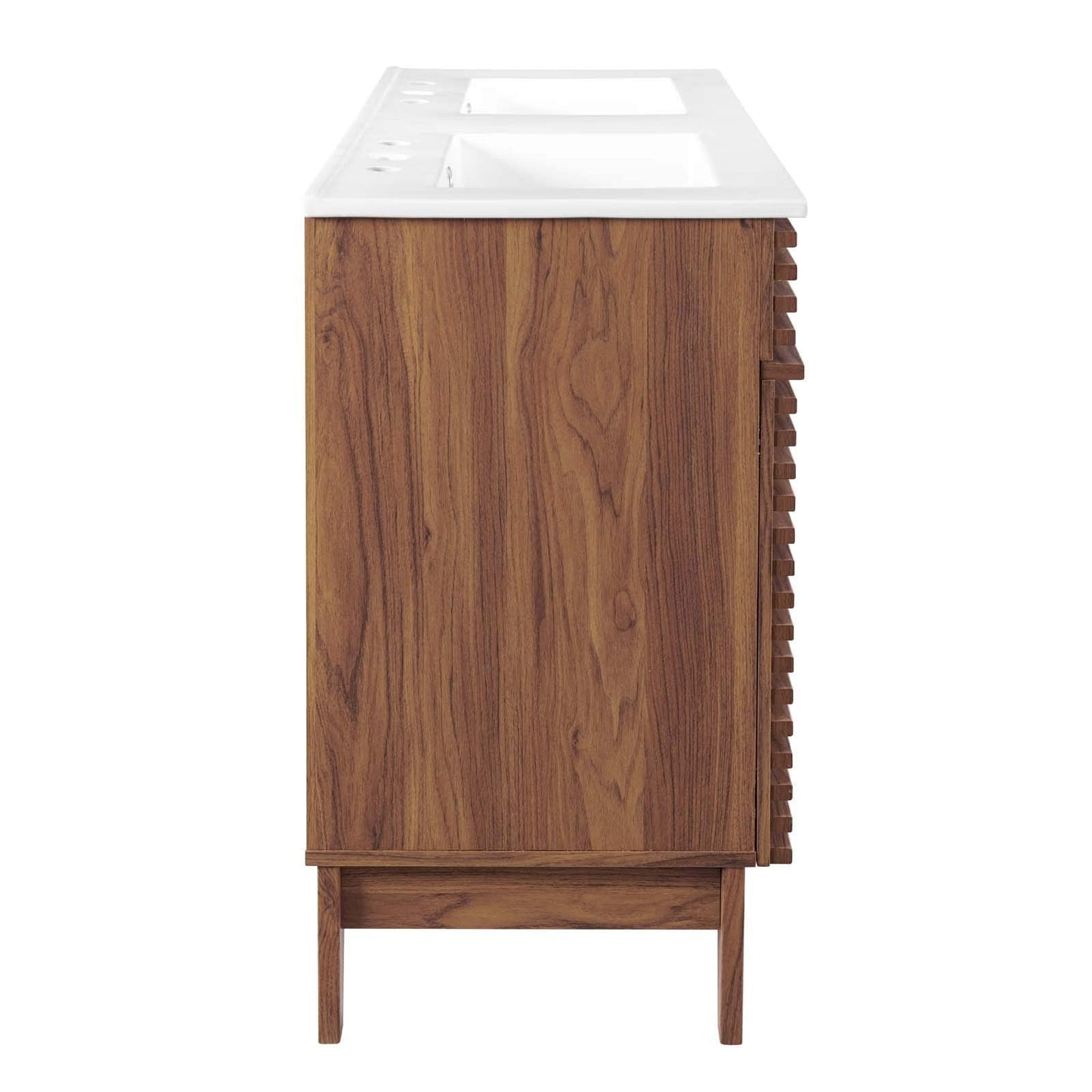 Modway Render 48" Double Sink Bathroom Vanity Cabinet in Walnut White