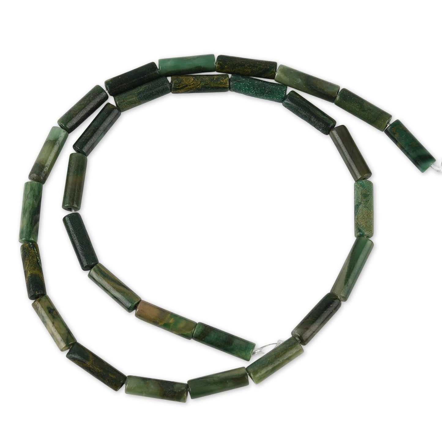 HAAMIIQII Natural Green African Jade Tube Beads 13x4mm Column Stone Cylinder Gemstone Loose Beads for Jewelry Making Strand 15 Inch (28-29pcs)