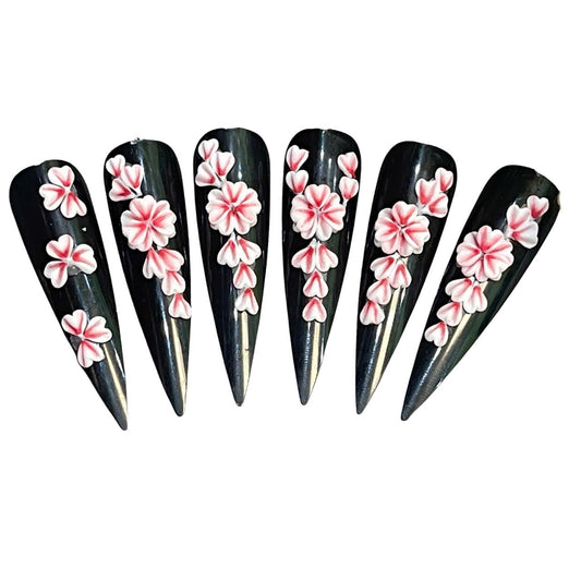 Set 20Pcs White Red Heart 3D Flowers for Nails, Handmade 3D Acrylic Flowers for Valentine - Wedding Nails, Flower Nail Made by Acrylic Powder Design Deco Nail Art Women Girls (15 White Red Heart 2#)