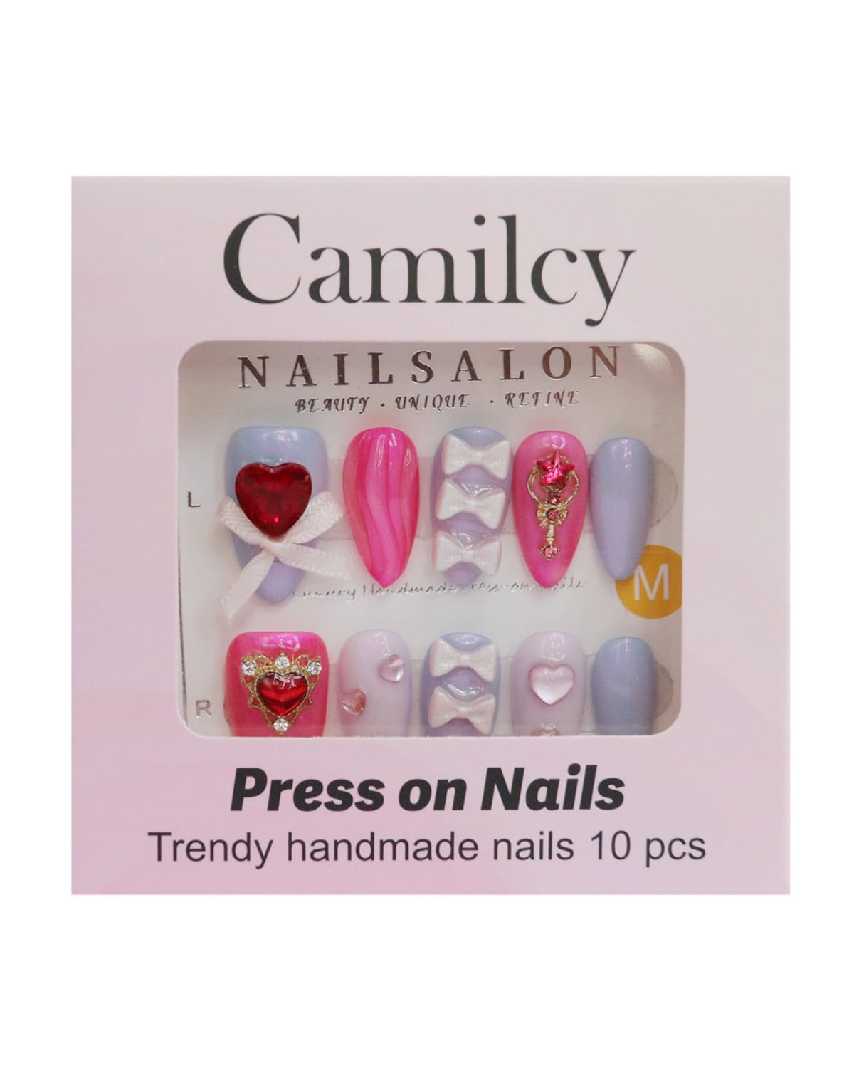 CAMILCY Handmade Nails Press on Almond Nail Pointed Green Gold Crystal Glitter Design Hand painted Reusable Gel UV Finished Pre shaped False Nails for Women 10pcs 3D Handmade Nails (A082, M)