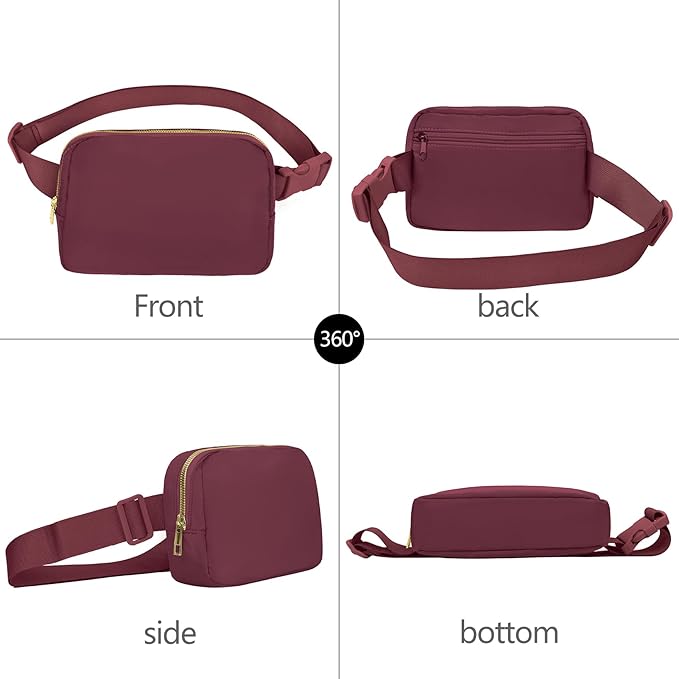 VOROLO Fanny Pack For Women And Men Crossbody Bag Belt Bag with Adjustable Strap Valentines Day Graduation Gifts Wine Red