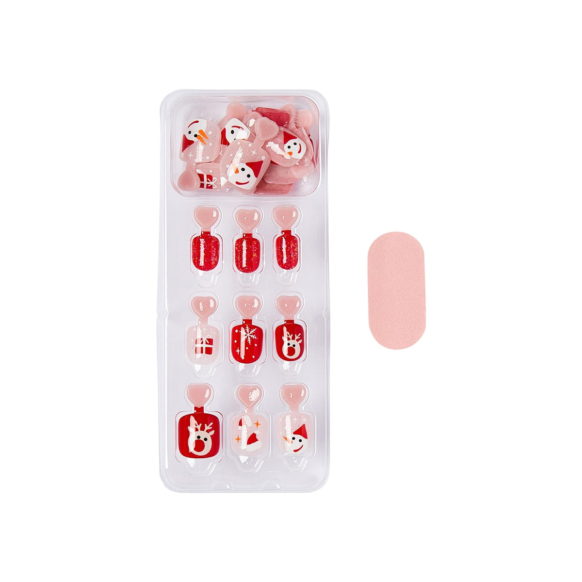 KISS imPRESS MINI Holiday Press On Nails for Kids, ‘Cozy’, Red, Child Size, Squoval Shaped, Mess-Free, Mom Approved, Non-Toxic, Breakaway Application Tabs, Nail File, 20 Fake Nails