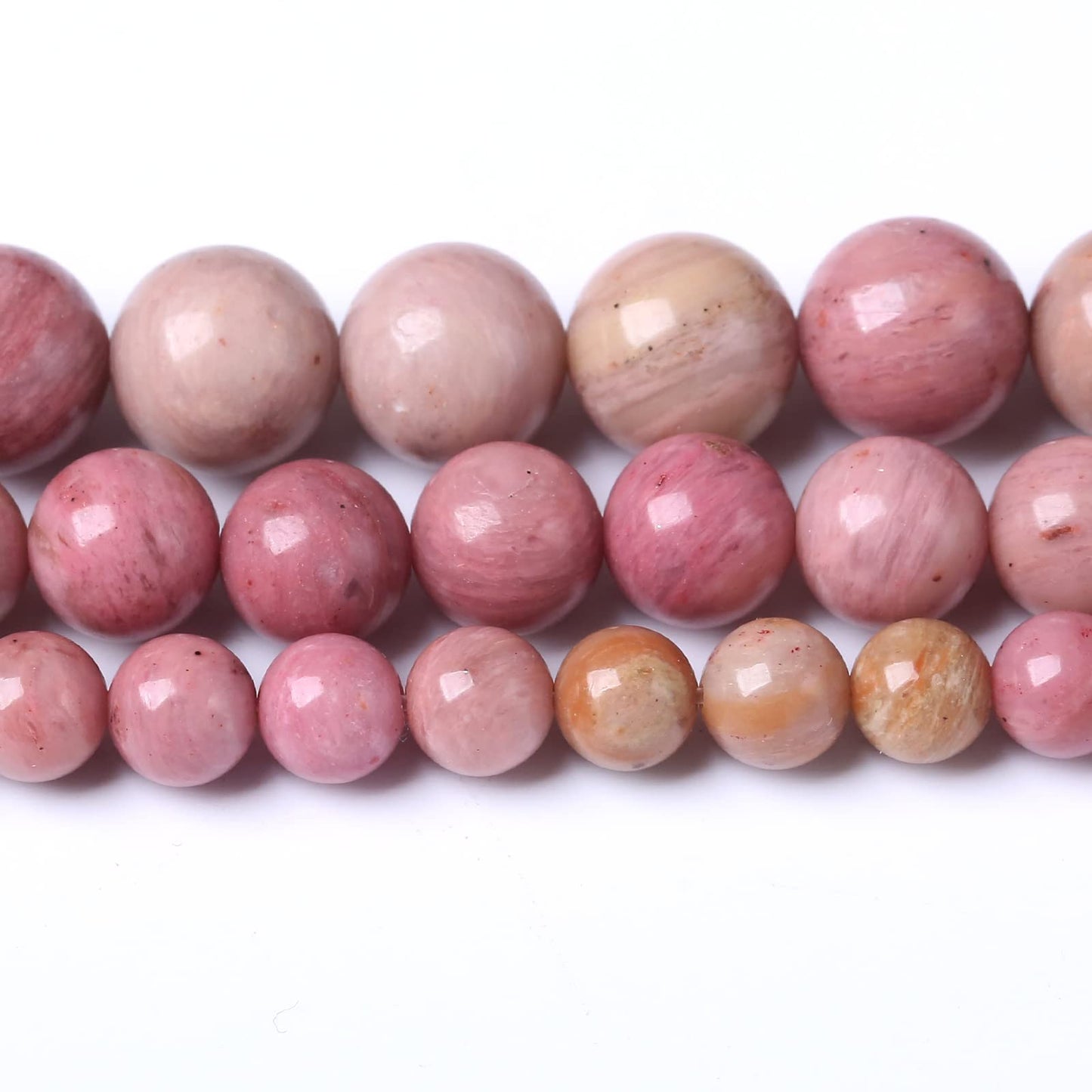 60PCS 6MM Natural Rhodonite Beads Round Loose Stone Beads for Jewelry Making DIY Energy Stone Healing Power Bracelet 15"