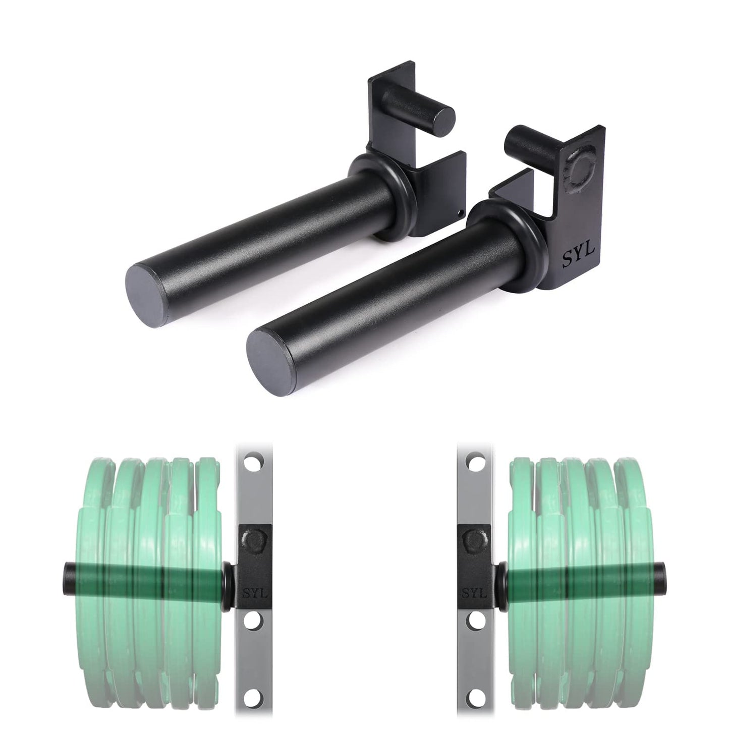 SYL Fitness Olympic Weight Plates Holder Power Rack Attachment Weights Storage Rack, Fit 2x2" Rack (1"" Hole)"