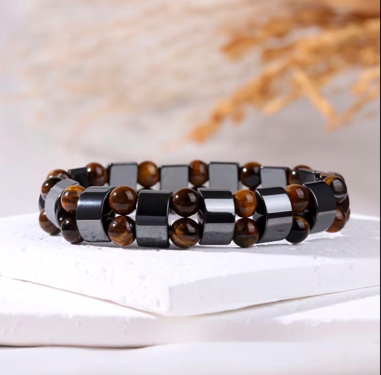 TUBIANCA Tiger Eye & Hematite Bracelet for Men & Women – Double Strength Natural Stone Protection Bracelet – Anniversary, Birthday, Mother’s Day & Father’s Day Gift