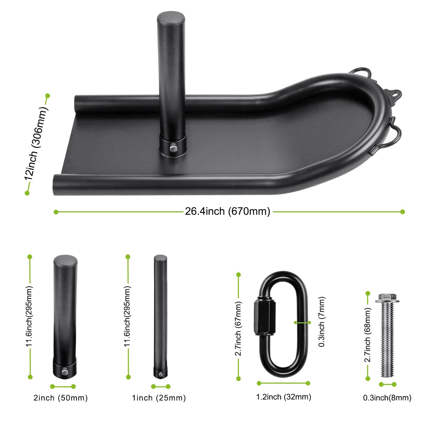 Kipika Weight Sled, Workout Sled, Fitness Strength Training Sled, Speed Training Sled for Athletic Exercise, Speed Improvement, Easily Through Obstacles, Suitable for 1" & 2"" Weight Plate (B- Black)"