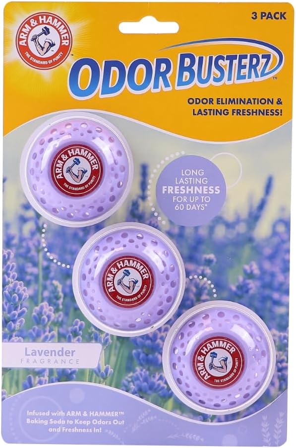 Arm & Hammer OdorBusterzÂ® Odor Eliminator Balls, Lavender, 3 Count â Baking Soda Odor Control for Closets, Drawers, Hampers & Small Spaces