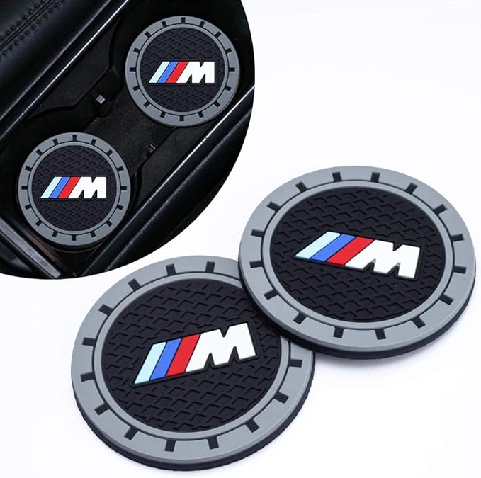 for BMW M Car Cup Holder Coaster, Auto Cup Holder Insert Coaster Compatible with BMW M M2 M4 M5 M6 M8 X1 X2 X3 X5 X6 M135i M240i Z4 328i X7, 2PCS