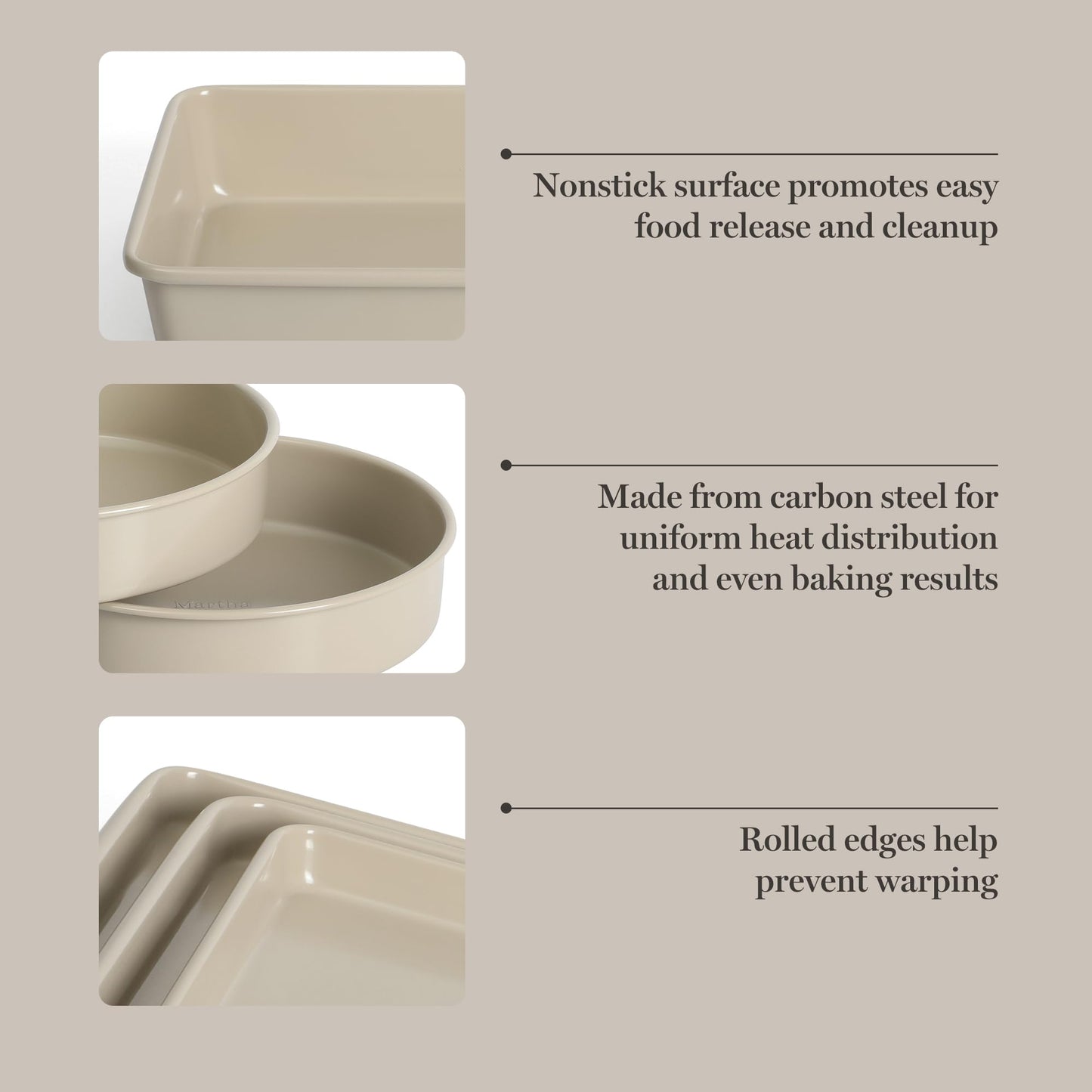 Martha Stewart Gallen 10 Piece Baking Pans Ceramic PFA Free Non Toxic Non Stick Bakeware Set - Taupe
