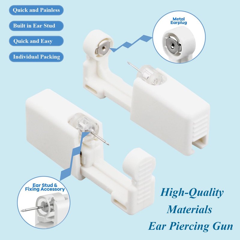 Orglace Ear Piercing Kit,Disposable Ear Piercing Gun with 5mm Cubic Zirconia Star Ear Stud,Clear Piercing Disc for Piercing Bump,At Home Self Ear Piercer Kit (2 Pack)