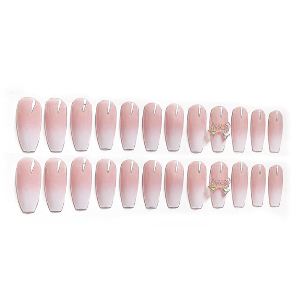 Hkanlre 3D Press on Nails Medium Fake Coffin Nails Tips Full Cover Luxury False Nails for Women and Girls 24PCS