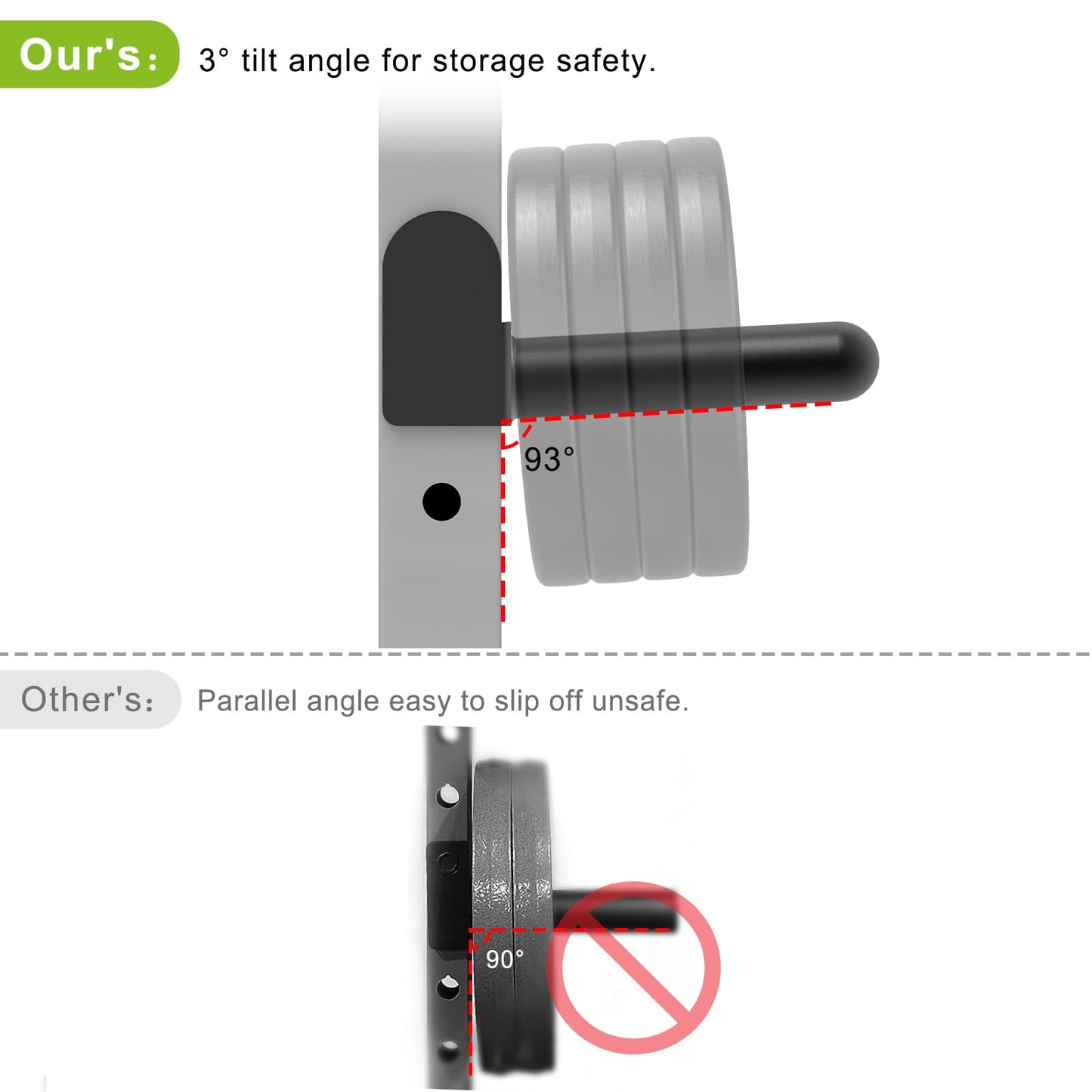 Kipika Weight Plate Holder for 3x3 Power Rack - Heavy Duty Steel Storage Rack for Olympic 2" Weight Plates - Fits 3x3 Power Rack with 1"" or 5/8"" Hole - Holds up to 300 lbs. per Rack - Set of 2"