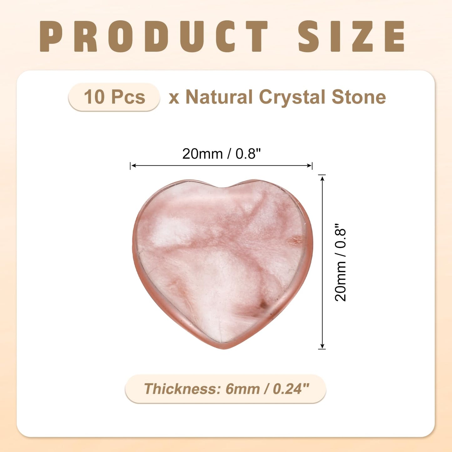PATIKIL 10Pcs Natural Heart Shaped Crystal Stone, 0.8" Polished Love Gemstone Crystal, Pocket Rock Engraved Worry Stones for Women Valentines Gift Meditation 0.24" Thick, Watermelon Quartz