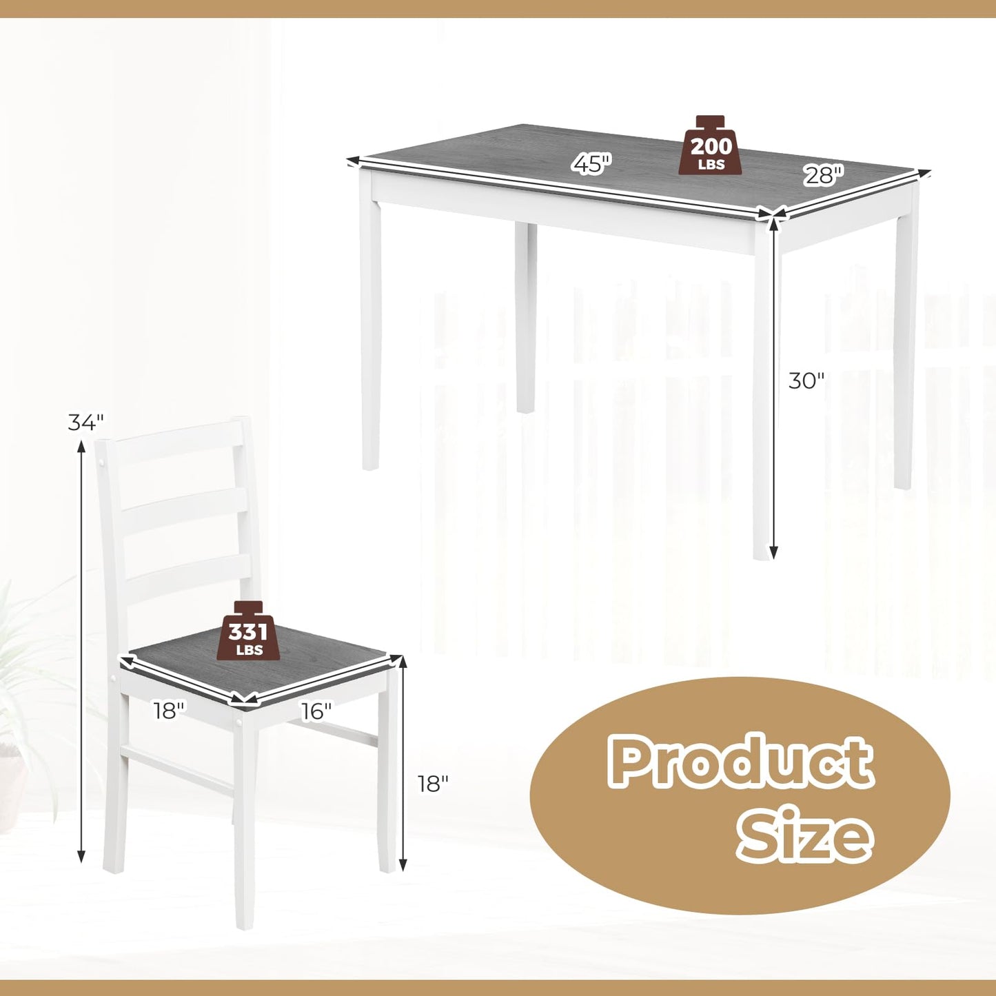 Giantex Dining Table Set with Kitchen Table, Dining Chairs, Compact Space-Saving Dinette Set for Small Space, Breakfast Nook, Dining Room, Kitchen Table Chairs Set for 4 (Grey)