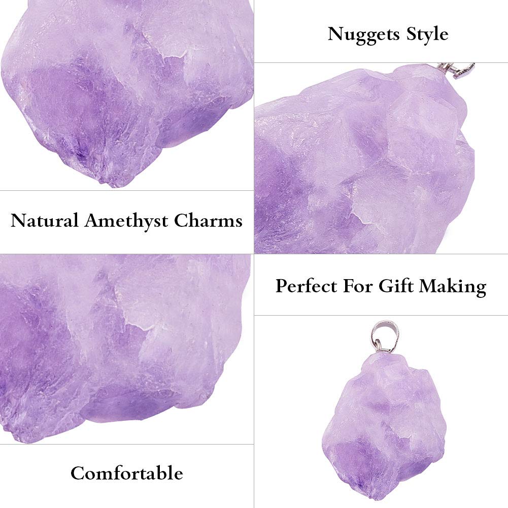 DanLingJewelry 30pcs Natural Amethyst Healing Point Chakra Reiki Nuggets Pendants for Necklace Earrings Bracelet Jewelry Making 12-20x20-26mm