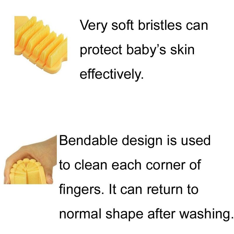 JINCH Nail Scrubber Brush Kids, Finger Nails Scrub Scrubbing Cleaning Washing Brushes with Soft Bristle for Baby and Children, Animal Style and 2 Colors Choice (Yellow)