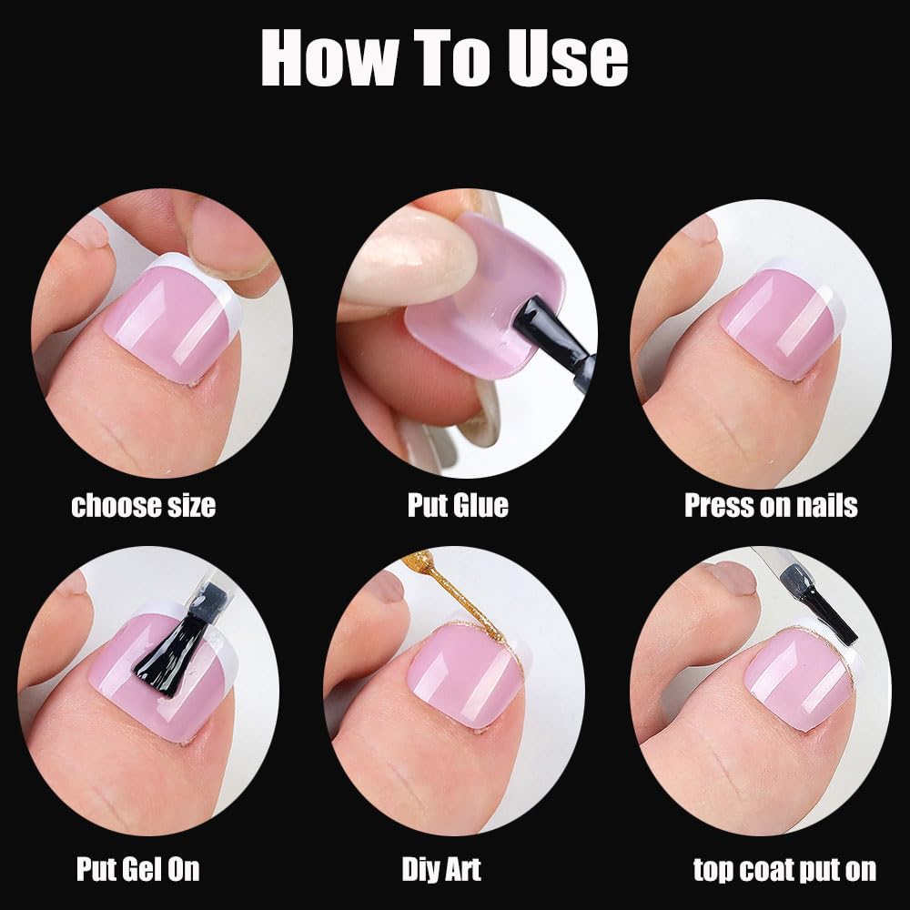 SWRITATSK Toe Nail Tips,French Press On Toenails For Women,120Pcs Press On Nails,Square Toe Nail Press Ons Toe Nails,12 Size French Nude Wearable Full Cover Fake Toenails,False Nails Gel Toe Nails