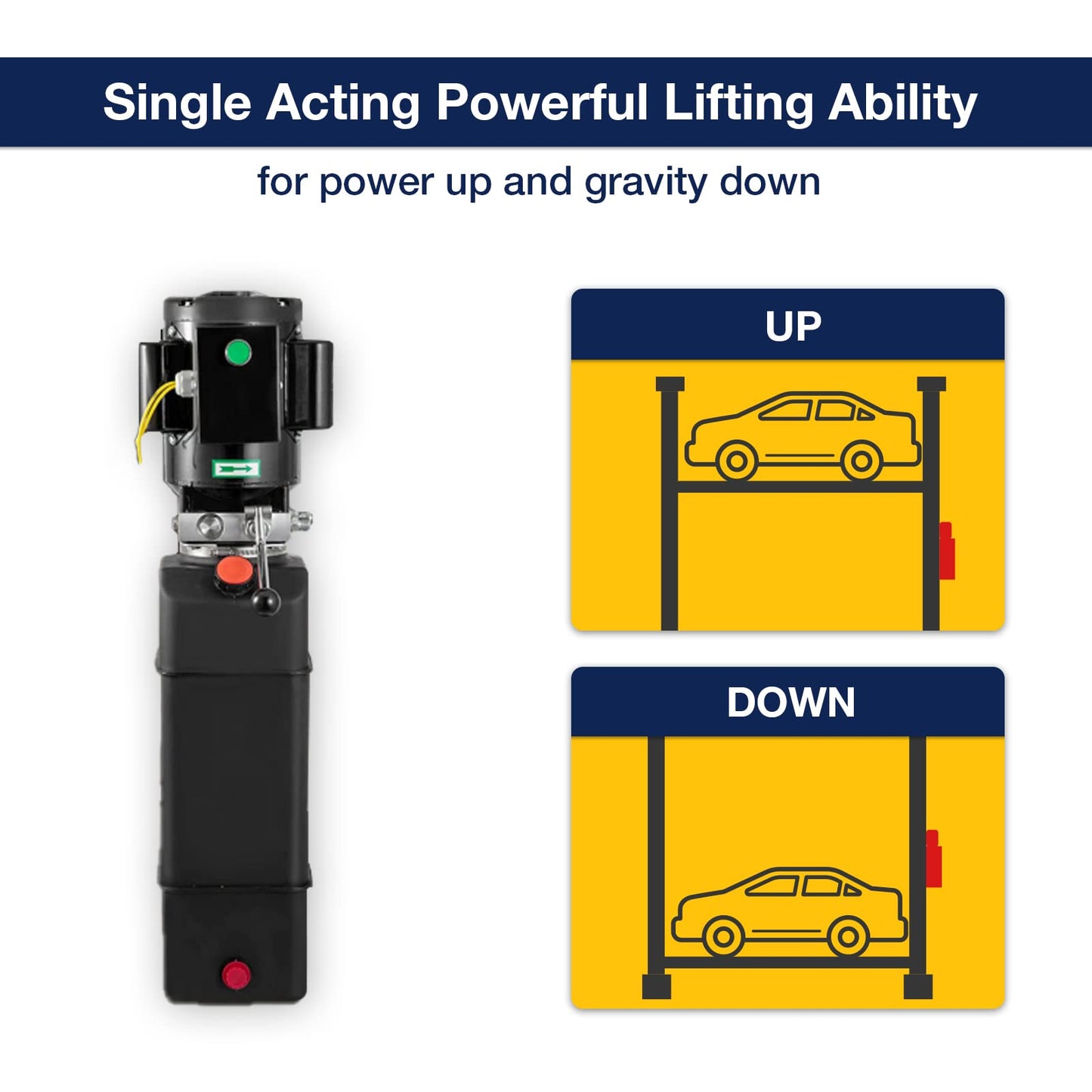 220V Hydraulic Power Unit 2950 PSI, 2HP Single-Acting Post Hydraulic Pump for Dump Trailer & Car Lifting