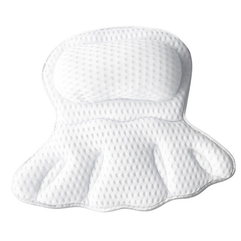 Luxury Bathtub Pillow, 4D Air Mesh Soft Bath Pillows for Tub, Ergonomic Neck & Back Support, Non-Slip Suction Cups Head Neck Support Hot Tub Pillow, Spa Bath Accessories Gift for Women White