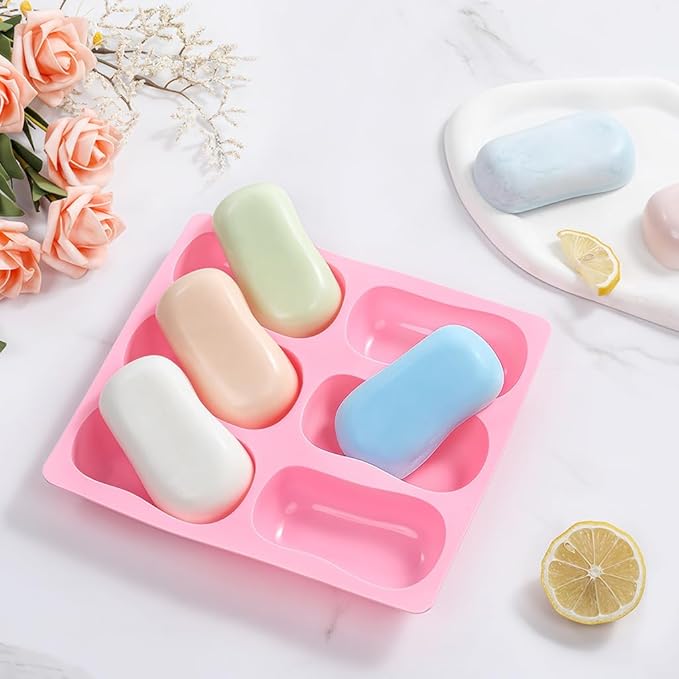 SJ Silicone Soap Molds 2 Packs, DIY Soap Molds for Soap Making, 6 Cavity Mold for Homemade Craft Soap Mold, Bath Bombs