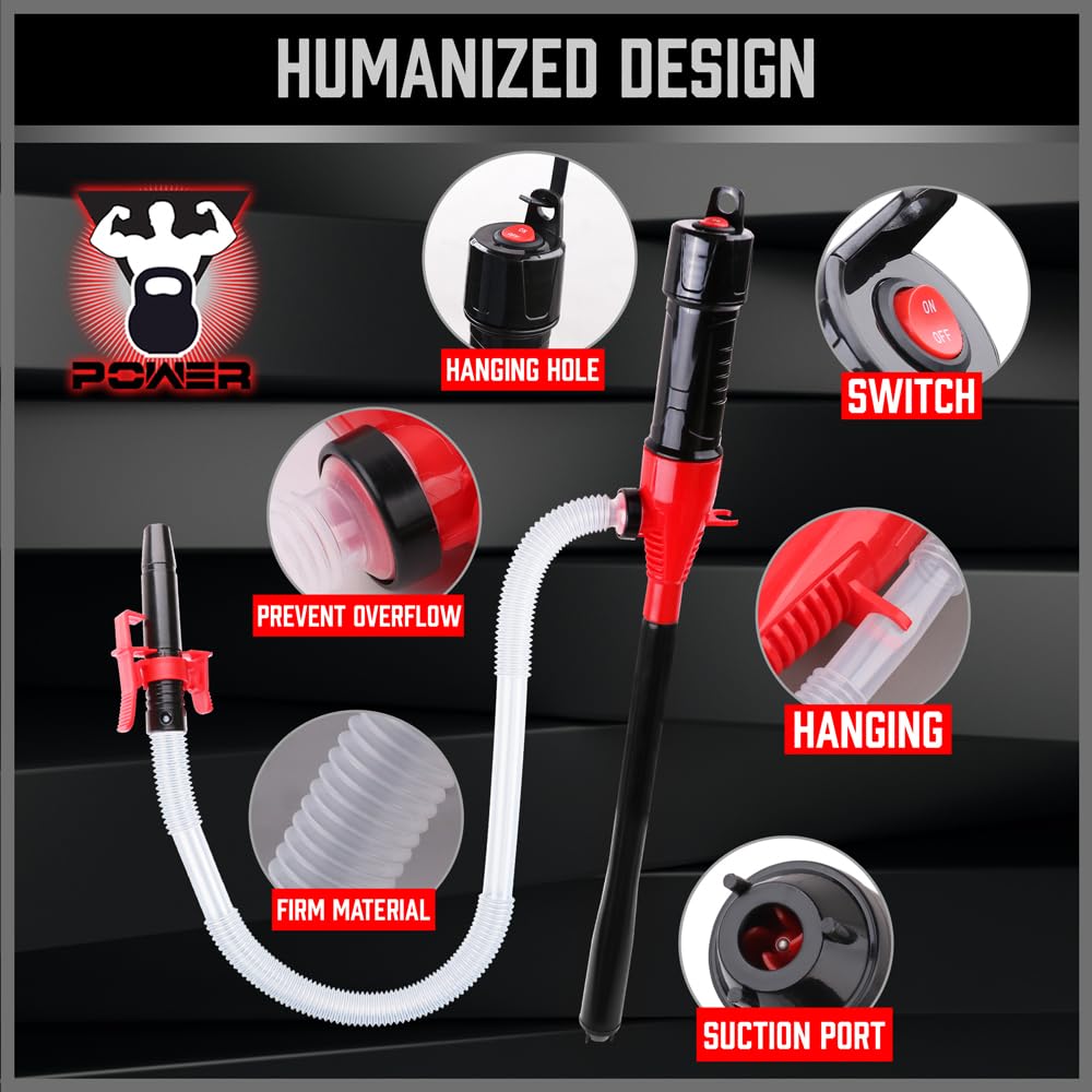 SEDY Electric Hand Pump, Portable Battery Powered Transfer Pump, Multi-Use Siphon Liquid Extractor for Gasoline, Diesel, Fuel, and Water Transfer