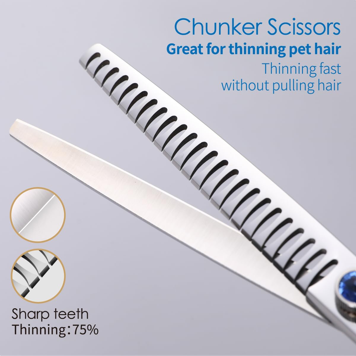 Left Handed Dog Grooming Scissors Kit 8 in Professional Curved Thinning Straight Shear 3pcs Set for Grooming Big Dogs Poodle Pet Japan 440C Stainless Steel(8.0'' Kit, 4Pcs)