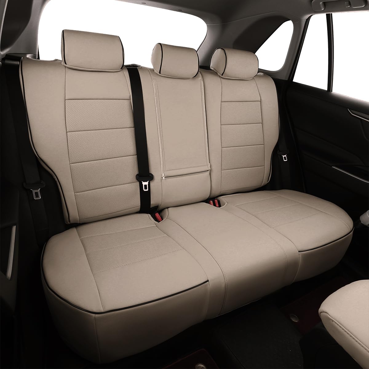 EKR Rav4 Seat Covers Custom Fit for Toyota Rav4 LE(NOT for Hybrid) 2013 2014 2015 2016 2017 2018,Leather Car Seat Cover for Trucks SUV Full Set,Faux Leather(Beige)