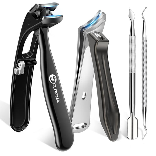 Nail Clippers Set, CLPPNA Angled Head Long Handled Toenail Clippers for Thick Toenails, Sharp Heavy Duty Ingrown Toenail Clippers with Wide Jaw, Podiatrist Nail Clippers for Seniors and Men