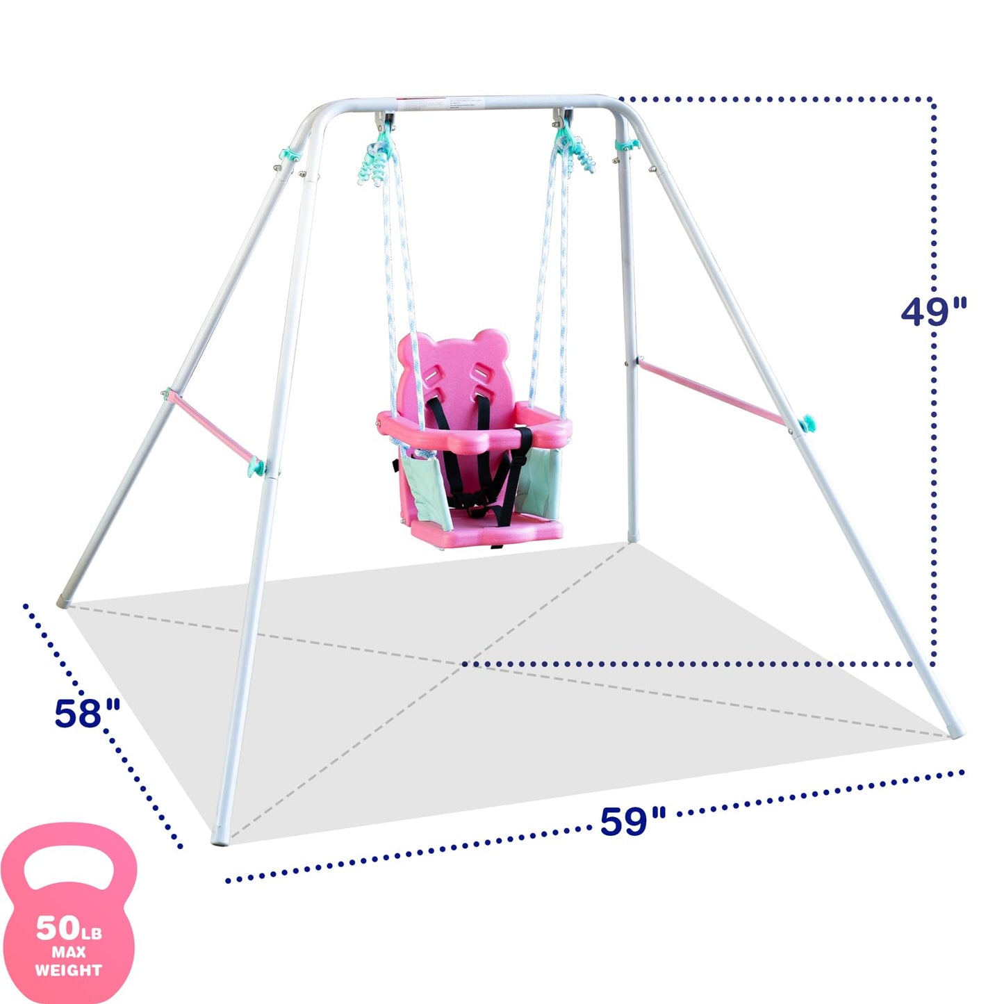 Sportspower FNS-003 My 1st Toddler Swing: Heavy-Duty Baby Indoor/Outdoor Swing Set with Safety Harness, Capacity - up to 50 lbs, Pink/Pale Green