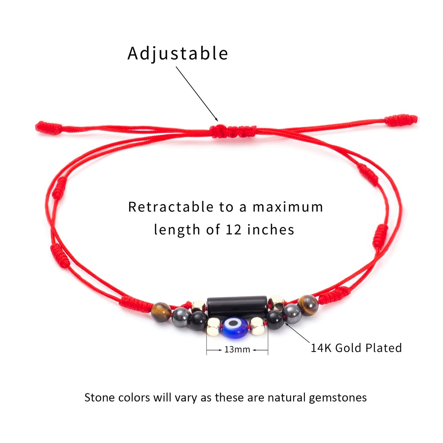 MTJAHPS Protection Bracelet, empath protection, black obsidian Crystals and Healing Stones Bracelet for Women ，Luck ，Anxiety and Stress Clam Bracelet (Evil Eye 7 Knot)