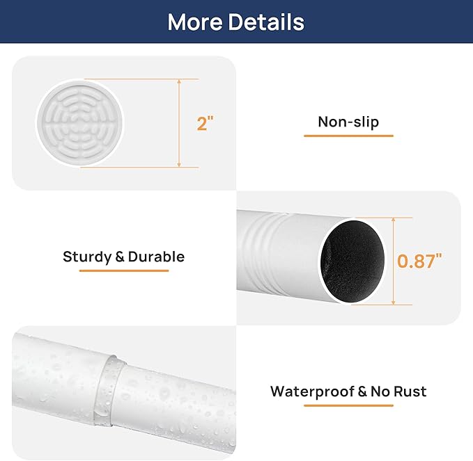 ENJOYBASICS 2 Pack Adjustable Spring Tension Curtain Rods 32 to 66 Inches, Stainless Steel White Shower Rod No Drilling for Window, Bathroom, Closet, Room Divider, 7/8" Diameter