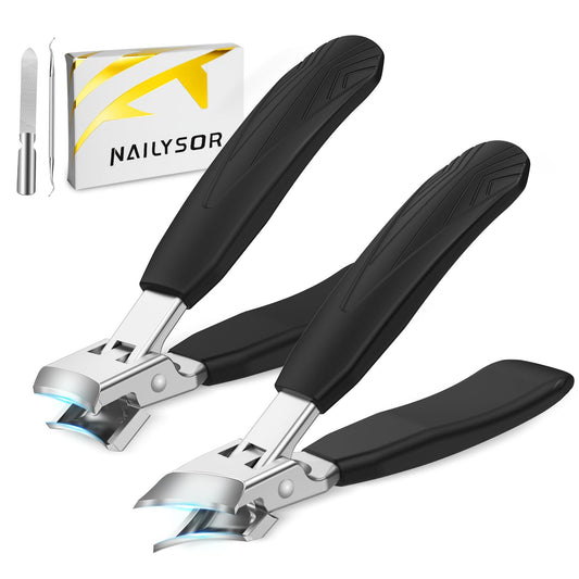 Upgrade Large Toenail Clippers for Thick Nails for Seniors Long Handle, Ultra Sharp Precision Nail Clippers for Men, Curved Wide Jaw Opening Fingernail Clippers with Catcher Nail Cutter for Women