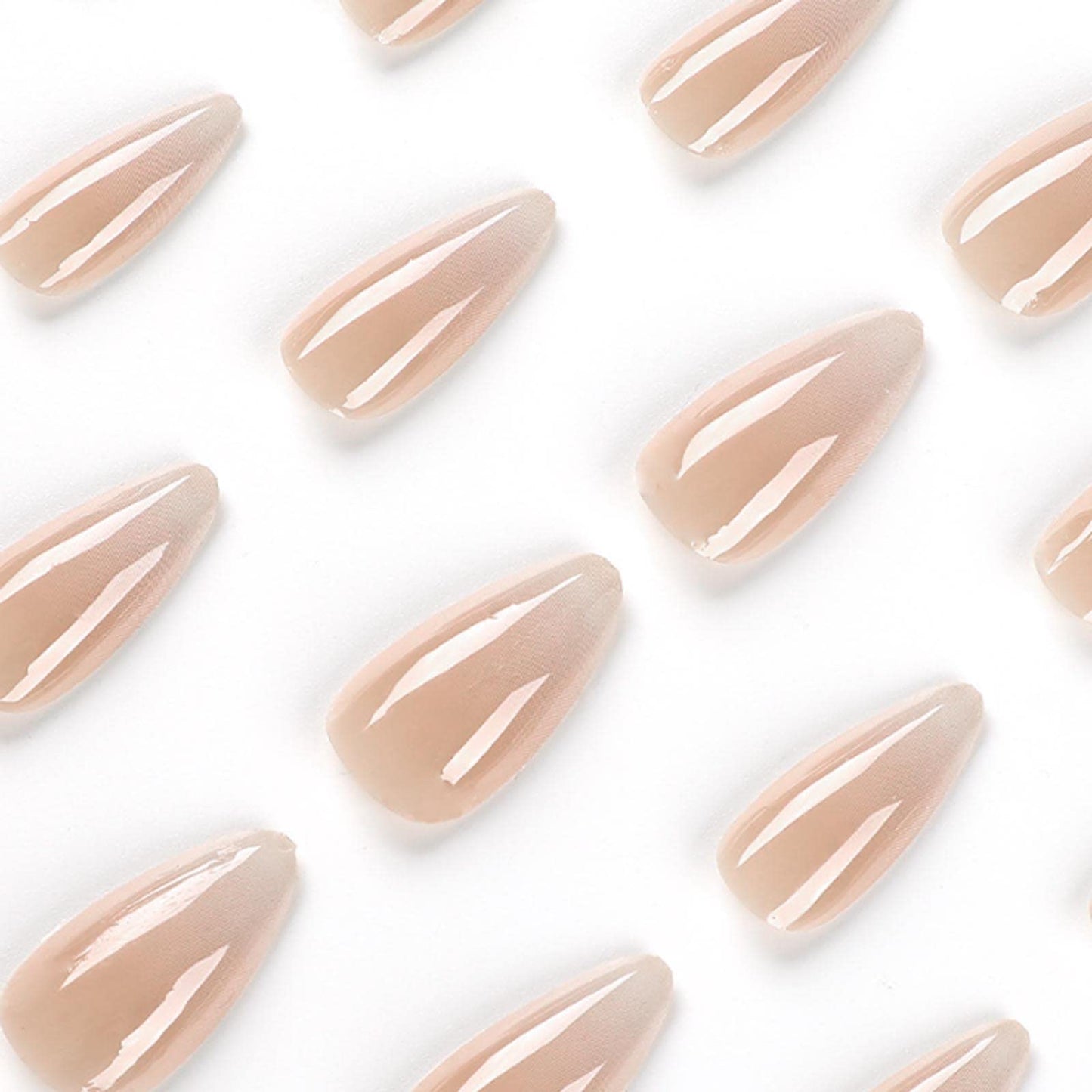 Kamize Almond Fake Nails Long Acrylic Press on Nails Gradient Full Cover False Nails Jelly for Women and Girls 24PCS