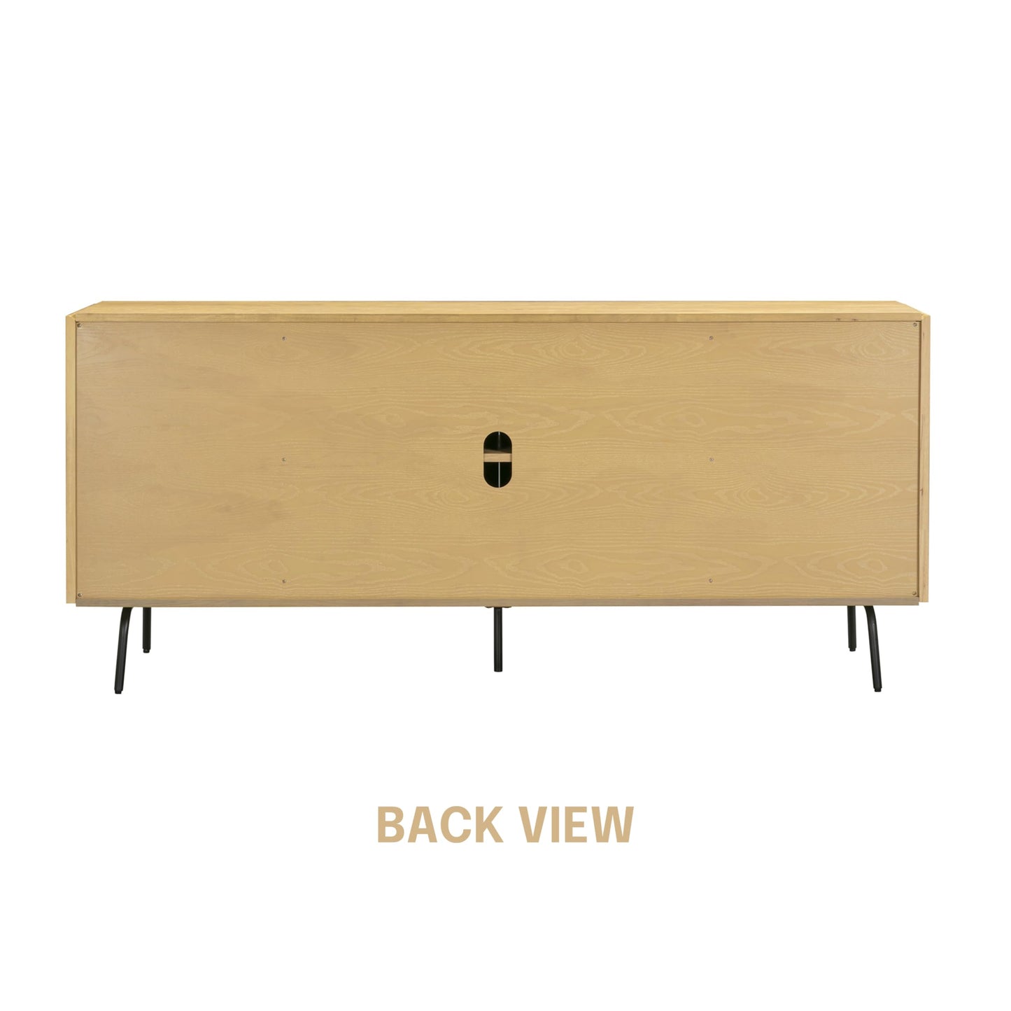 NTC Veil Modern Sideboard with 4 Doors, Buffet Cabinet with Vertical Groove Design and Metal Legs, Storage Cabinet for Living Room, and Hallway, Effortless Assembly, Sand