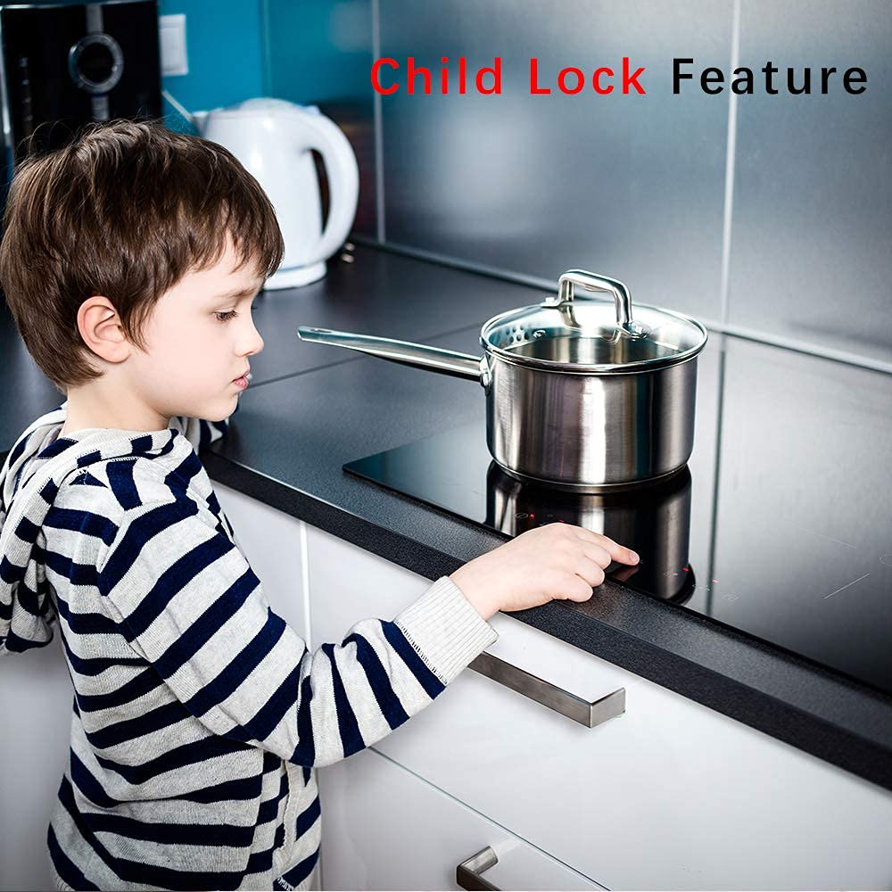 Induction Cooktop 30 Inch,4 Burner Electric Stove with Power Boost Smooth Surface Ceramic Glass,Black,220-240V,Shutdown,Timer,Pause,Child Lock,Drop-in,Hot Plate Cooktop,Electric Induction Burner,7200W