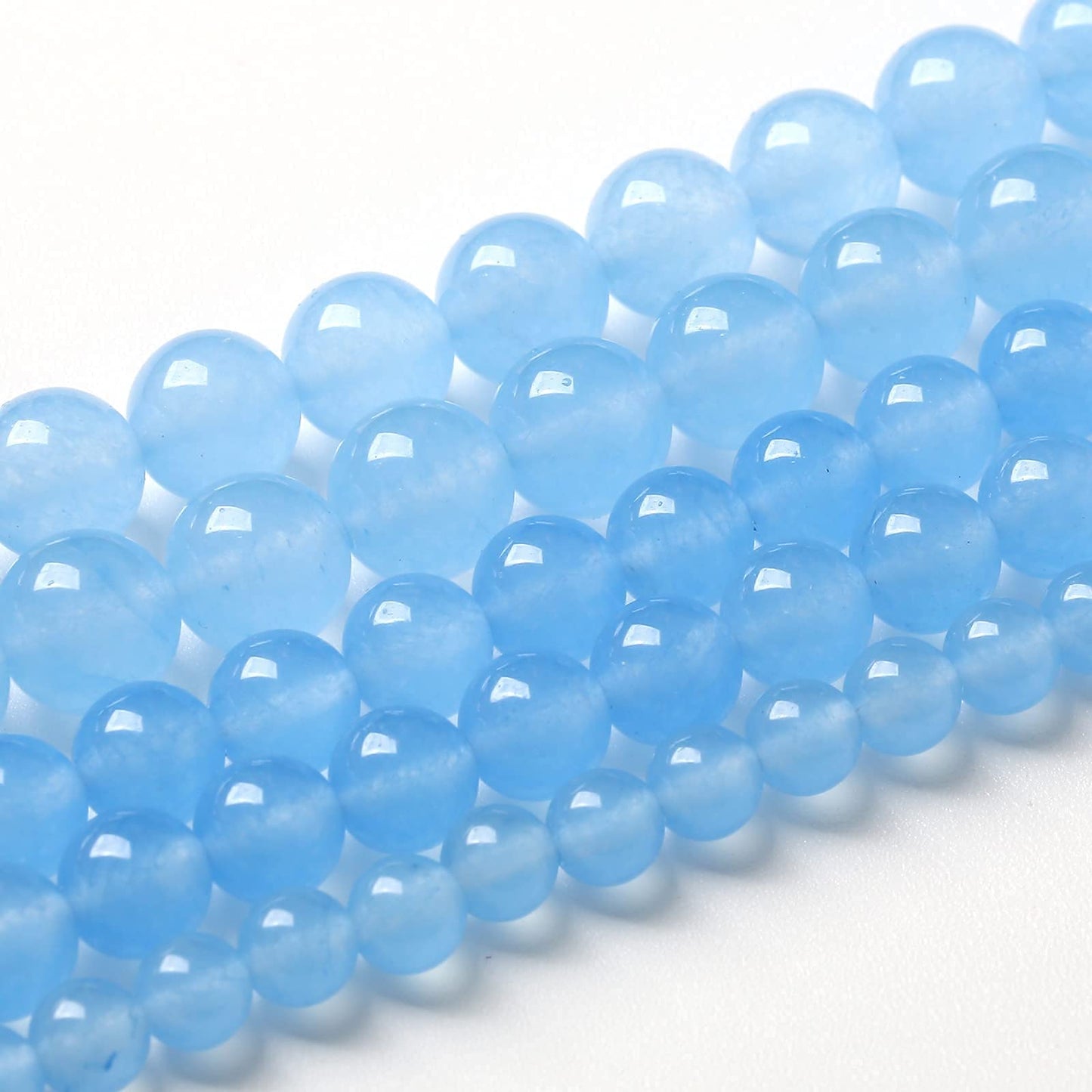 8mm 45pcs Blue Natural Chalcedony Aquamarines Stone Beads for Jewelry Making Round Jades Beads DIY Bracelet Accessories