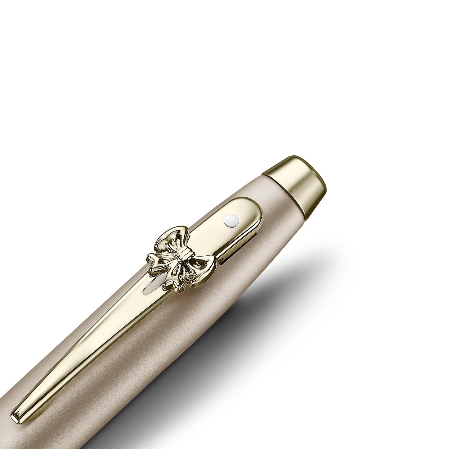 Sheaffer 100 Emily in Paris 9377 Collection, Champagne Gold Pen with PVD Gold Trims, Bow-Shaped Clip (Ballpoint Pen and Full-Grain Credit Card Holder - RFID protection with 4 card slots)
