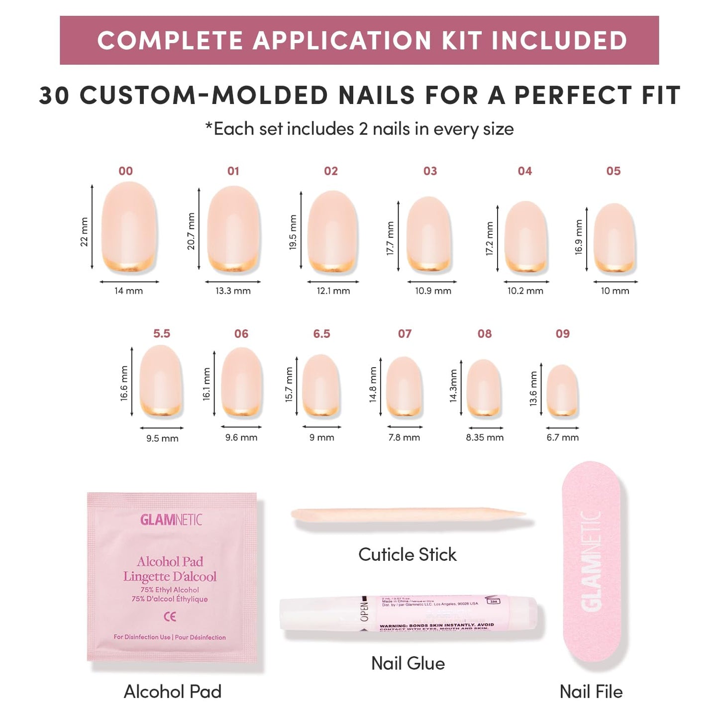 Glamnetic Press-On Nails Bundle - Magnetic Moscow & Goal Digger | Short Oval Fake Nails with a Cat-Eye Finish | Natural Short Round False Nails with Gold Foil | Durable, Salon-Quality Nail Kits
