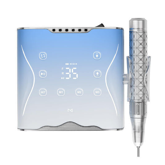 M Nova Pro Nail Drill 35,000 RPM Brushless Motor, Cordless Rechargeable Electric Nail File, Professional E File Machine for Acrylic Gel Nails, Low Noise Portable Salon Use – Blue