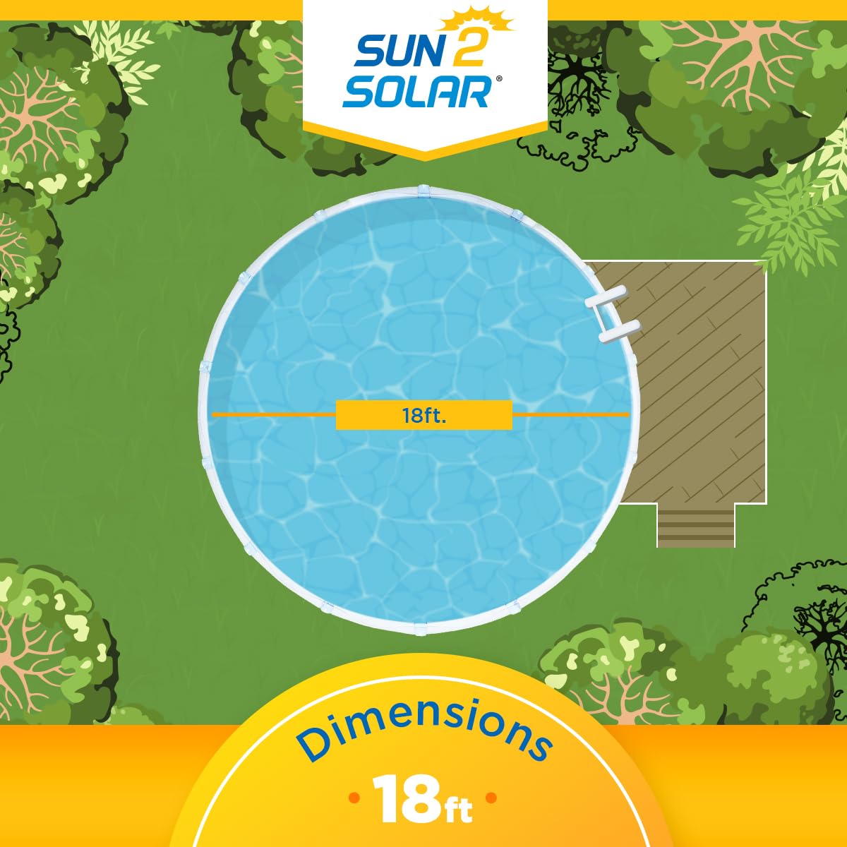 Sun2Solar Clear 18 ft Round Pool Solar Cover | 1600 Series | Heat Retaining Blanket for Inground and Above Ground Swimming Pools | Harness The Sun's Energy to Heat Pool | Bubble Heating Blankets