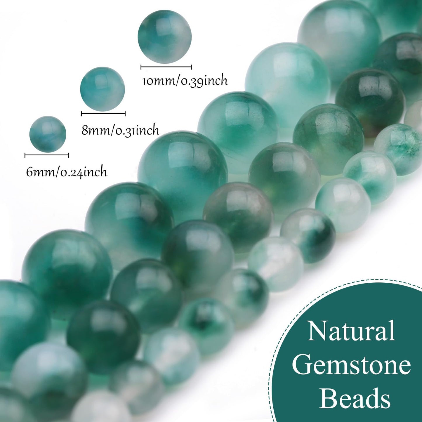 35pcs 10mm Natural Gemstone Beads for Jewelry Making Supplies,Flower Jade Healing Crystal Polished Round Loose Stone Beads for Bracelet Necklace 15 Inch