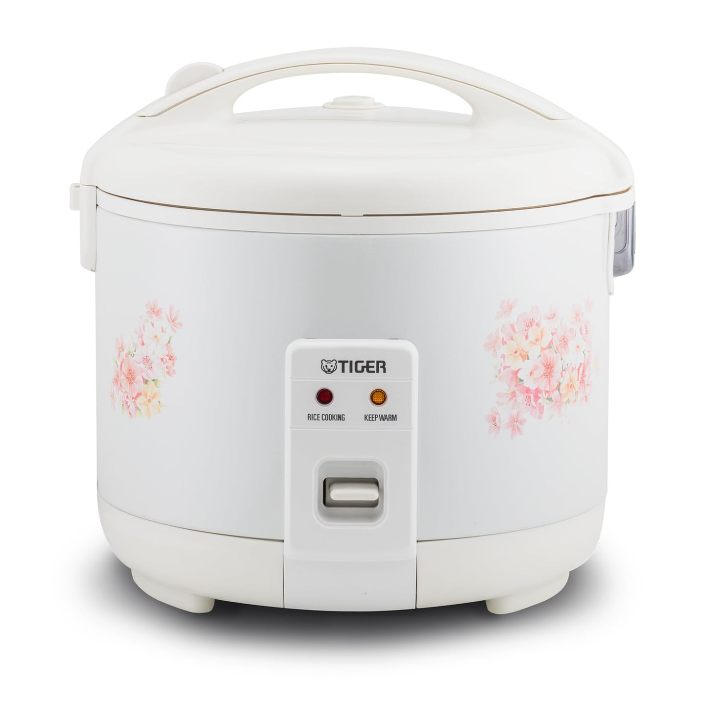 Tiger JNP-1800-LF 10 Cup Capacity White Rice Cooker with Non-Stick Inner Pot, Retractable Power Cord, and Keep Warm up to 12 hours (Flower)