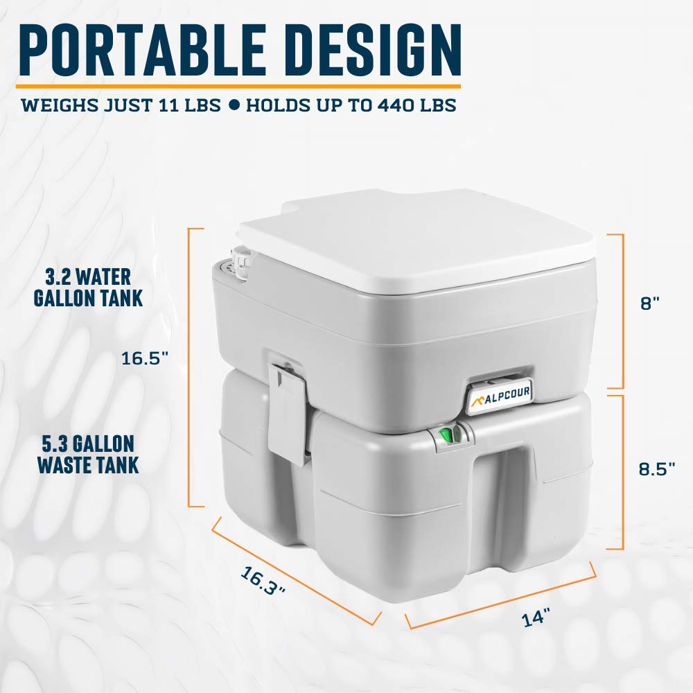 Alpcour Portable Toilet w/Portable Camping Sink – Indoor/Outdoor Travel Hygiene Station Commode w/Travel Bags for Camping, RV, Boat & More